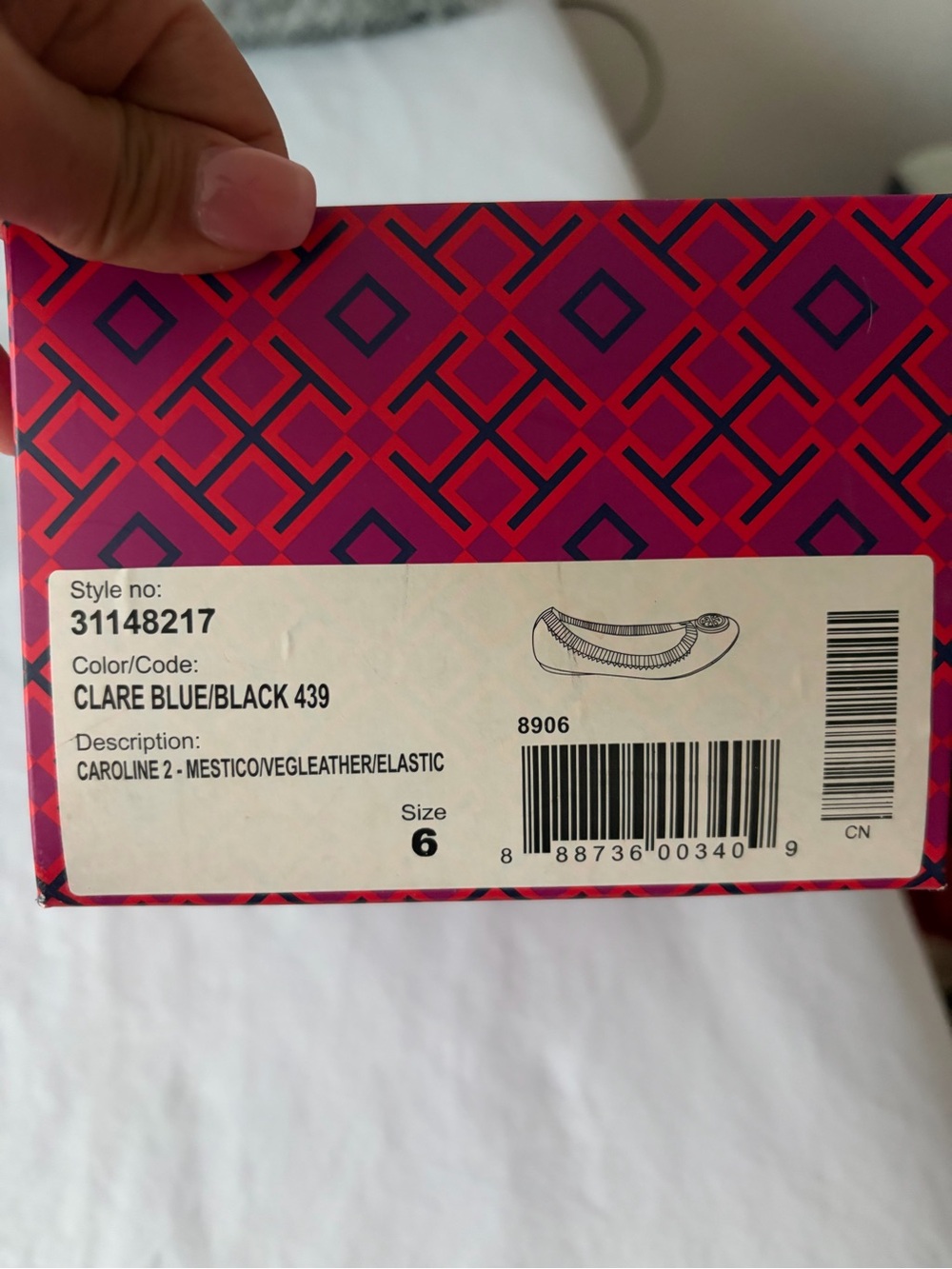 Tory Burch Clare Blue/Black Ballet Flats